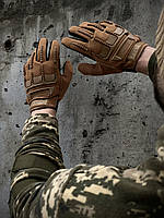 Мужские тактические перчатки M-pact песочные полнопалые Штурмовые военные перчатки с защитой пальцев и костей