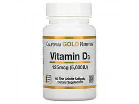 Вітамін D3, 125 мг (5000 МО) California Gold Nutrition, 90 капсул