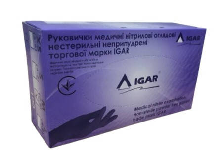 Рукавички нітрилові неопудрені IGAR р.L(100шт), фото 2