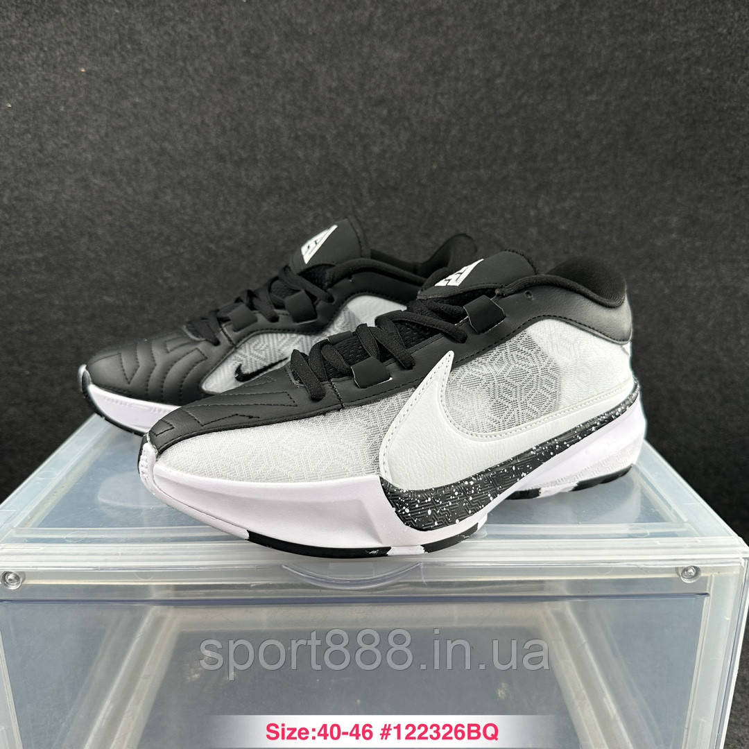 Eur40-46 кросівки Nike Zoom Freak 5 чорно-білі чоловічі баскетбольні, фото 1