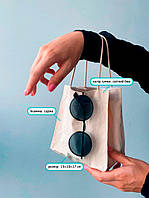 Маленькая котоновая светлая сумка из саржи объемная без печати Размер: 15см х 17см х 10см