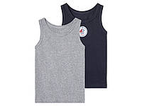 Майки для мальчика Lupilu комплект из 2 штук: серая + темно-синяя, размер 98-104