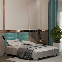 Двуспальная кровать с мягкой спинкой Бриз Элит Серый/Бирюзовый 1080х1640х2048 мм