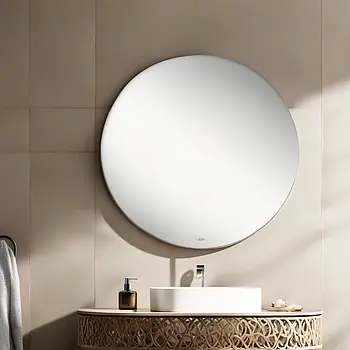 Дзеркало кругле з LED-підсвічуванням та антизапітнінням Qtap Scorpio R590 мм настінне для ванної
