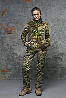 Женская тактическая флисовая кофта мультикам на змейке с липучками хаки Толстовка теплая на флисе военная (N)