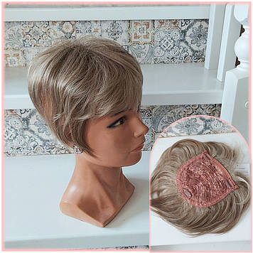 Накладка на маківку на зажимах з термоволосся попелясто-пісочний мікс RY603-H14/24