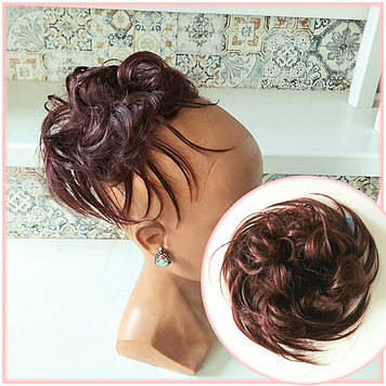 Гумка шиньйон пишна з термоволокна яскраво-каштановий Q17-33А