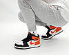 Чоловічі і жіночі кросівки Nike Air Jordan 1 White Black Orange Найк Аір Джордан 1 високі шкіряні чорні демісезон унісекс, фото 7