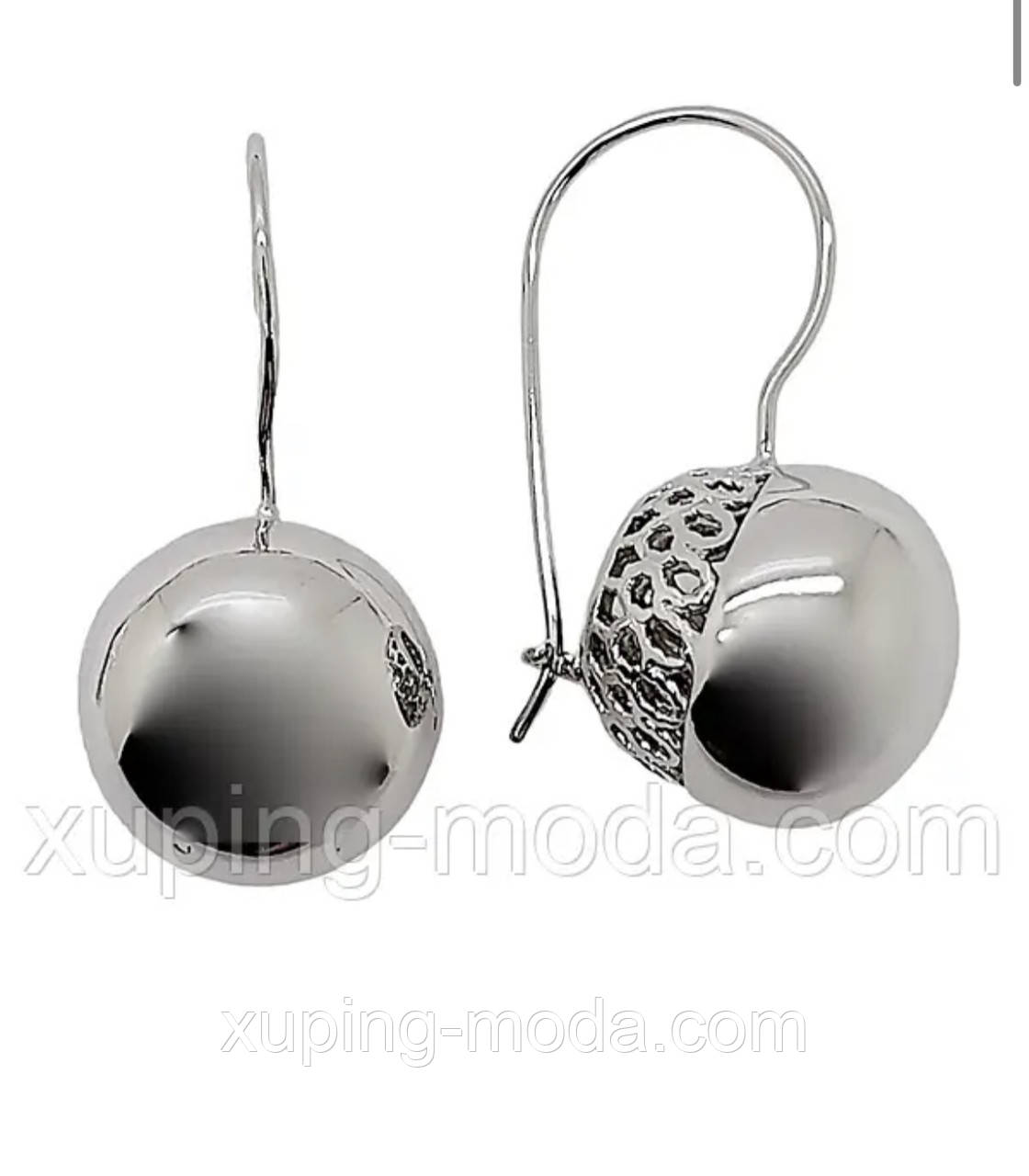 Сережки кульки xp. 35х20мм. Родій