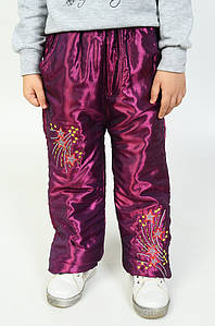 Штани дитячі теплі для дівчинки сливового кольору р.24 138130P