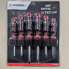 Набір викруток 6 од (LS3.0*75 мм, SL5.0*75 мм, SL6.0*100 мм, PH0*75 мм, PH1*75 мм, PH2*100 мм) INTERTOOL VT-3436