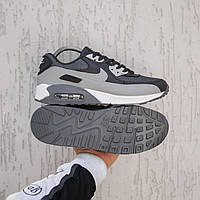 Мужские демисезонные кроссовки Nike Air Max 90 (темно-серые) модные повседневные кроссы 2436 Найк