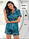 Атласна піжама на гудзиках, фото 2