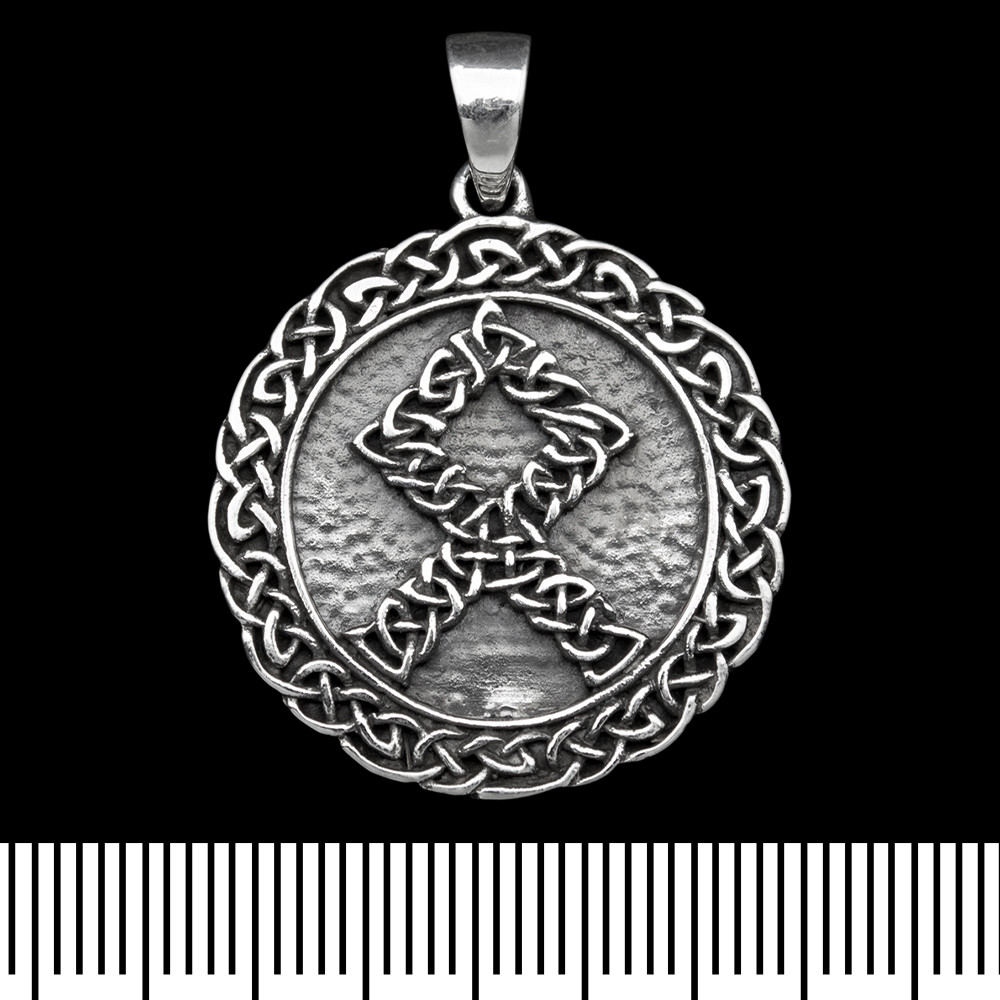 (sp-177) Кулон Руна Одал (Odal rune) у плетеному колі (срібло, 925 проба)