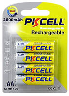 Аккумулятор PKCELL 1.2V AA 2600mAh NiMH Rechargeable Battery, 4 штуки в блистере цена за блистер, Q12
