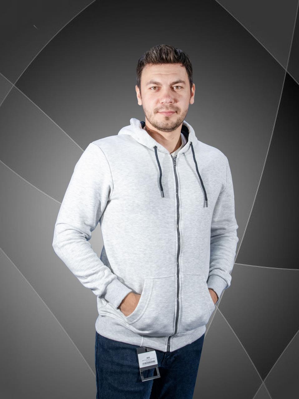 Батник худі Madmext теплий чоловічий L-XXXL, Сірий, L, 48