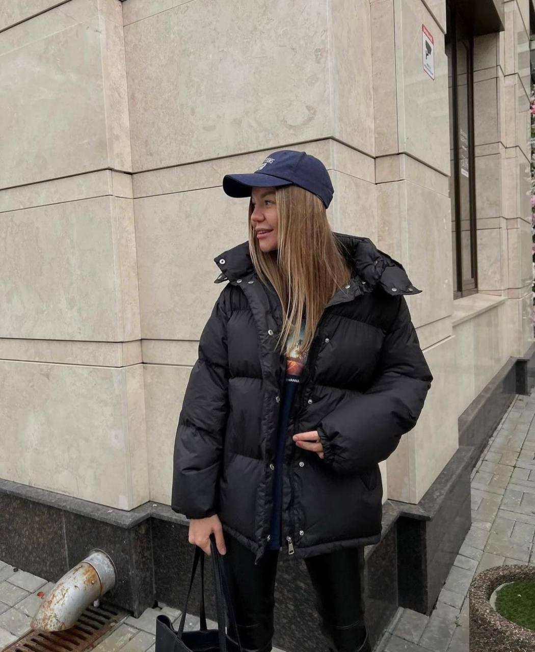 Зимова тепла жіноча куртка оверсайз курточка на змійці та кнопках синтепон 250