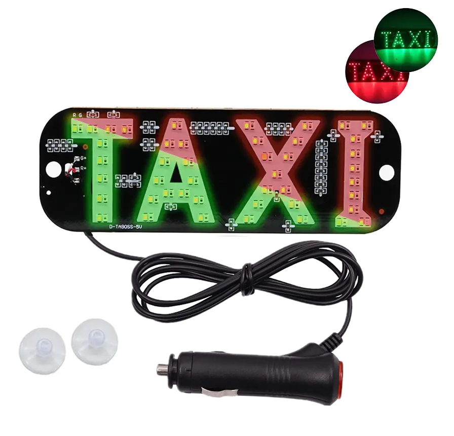 Двоколірна автомобільна світлодіодна табличка таксі, LED табло TAXI, червоний і зелений, фото 1