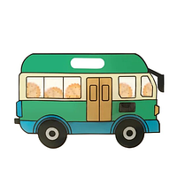 Пакет подарунковий фігурний зелений Автобус, дитяча упаковка для солодощів із застібкою Zip 27х18х4 см з ручкою