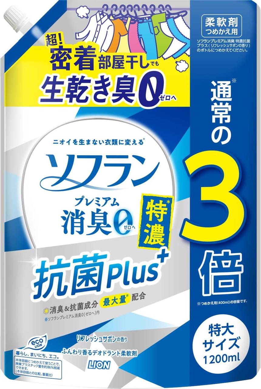 Lion Soflan Premium Deodorizing Tokuno Antibacterial Plus кондиціонер лайм, лимон, апельсин, жасмин, 1200 мл
