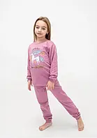 Пижама на девочку рост 122-128 см на 6-7 лет детская байка футер с рисунком Пони Единорог 3339