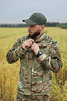 Військова чоловіча флісова кофта ріп-стоп мультикам тактична тепла фліска на змійці ЗСУ