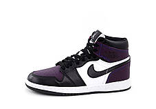 Чоловічі кросівки Nike Air Jordan 1 Purple Black White Найк Аір Джордан 1 високі шкіряні фіолетові демісезон, фото 3