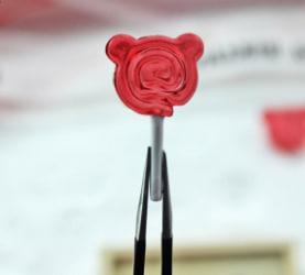 Мініатюра льодяник ведмедик 2.5 см Червоний, фото 1