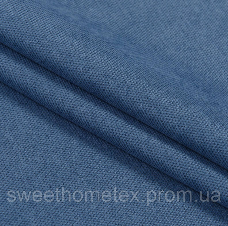 Тканина казмір двостороння синій щільний фактурний нубук для штор,ськими шторами, покривал і декору