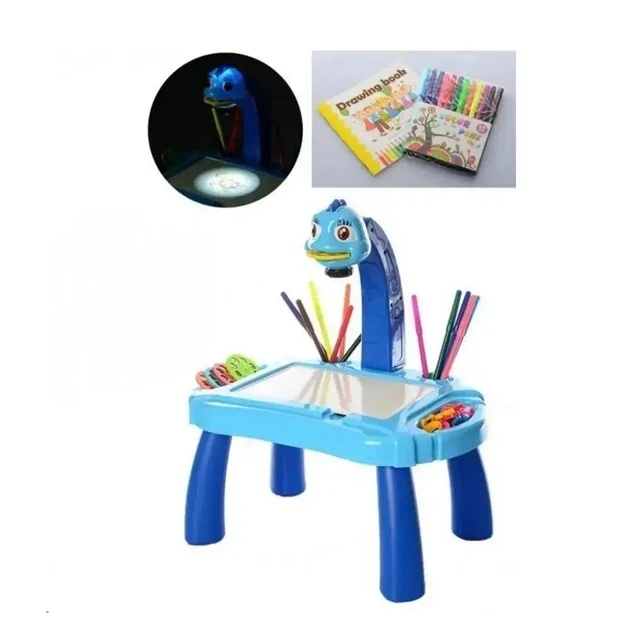 Дитячий столик проєктор для малювання Projector Painting набір із проєктором, 24 слайди, фломастери Синій