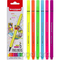 Набор линеров Bruynzeel FINELINER Neon 6 неоновых цветов 0,4мм