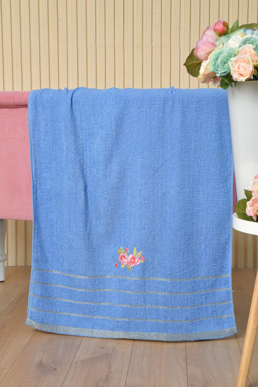 Рушник банний махровий синього кольору 164198P, фото 1