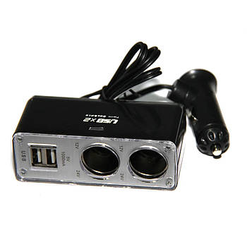 Подовжувач прикурювача 2 виходи 2 USB 1А 12-24V Voin WF-0030