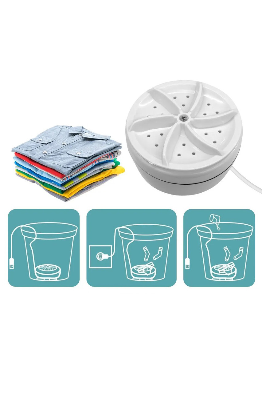 Ультразвукова міні-пральна машина портативна Turbine wash 166954P, фото 1