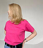 Малинова 🌸 Яскрава базова футболка літо в 33 кольорах /oversize/unisex/ Fruit of the loom Valueweight, фото 5