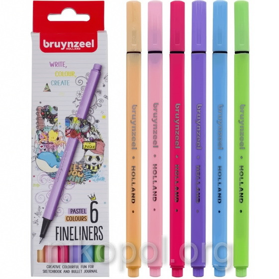 Набір лінерів Bruynzeel FINELINER Pastel 6 пастельних кольорів 0,4мм