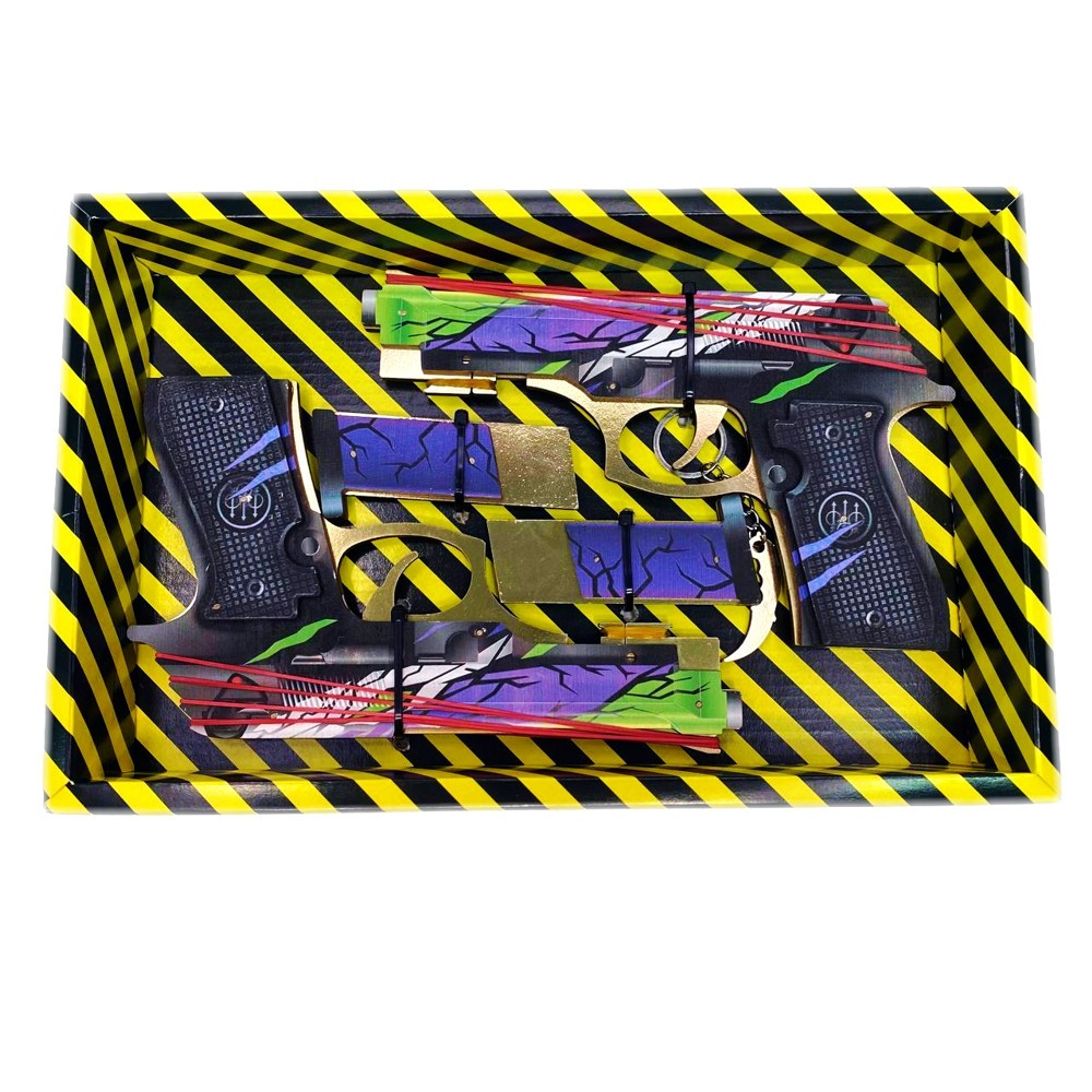 Гумкостріл BERETTAS "HYBRID" (2 шт.) із STANDOFF 2, дерев'яний іграшковий пістолет, фото 1