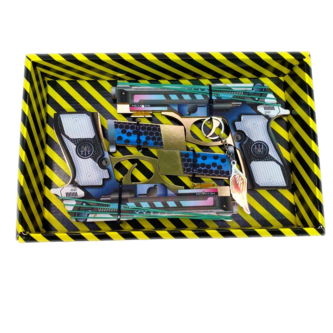 Гумкостріл BERETTAS "HEXAGON" (2 шт.) із STANDOFF 2, дерев'яний іграшковий пістолет, фото 1