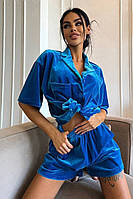 Пижама женская велюровая синего цвета р.42-44 170771P