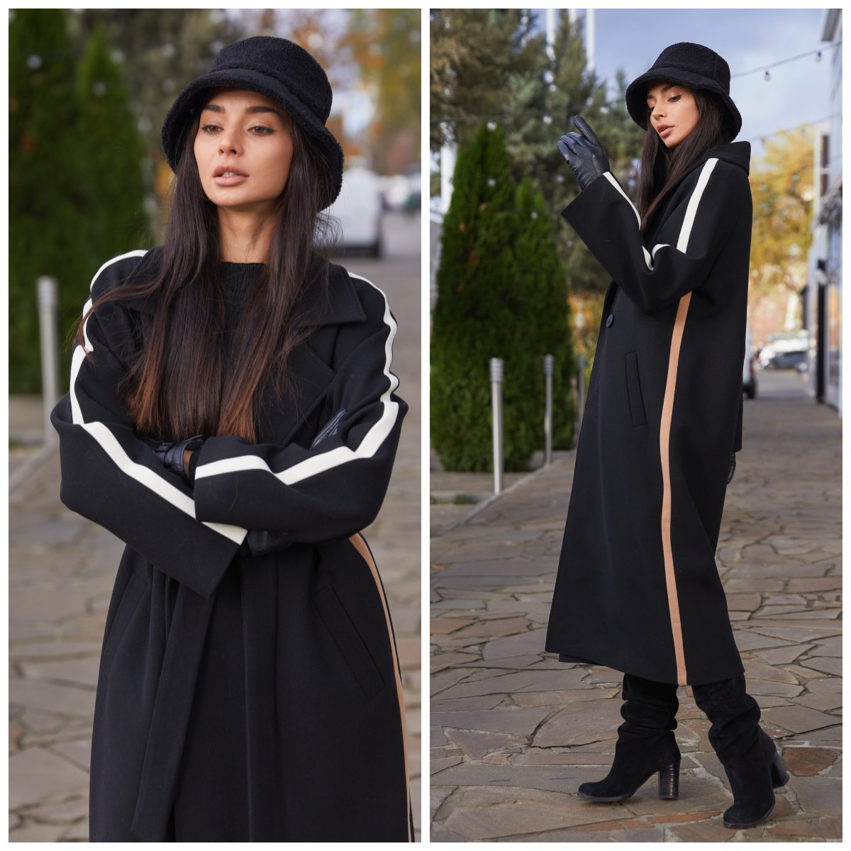 Стильне жіноче класичне 3-х кольорове пальто ПВ-187, фото 1