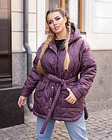 Женская куртка еврозима на синтепоне больших размеров 50-52,54-56,58-60, 62-64 бордовая