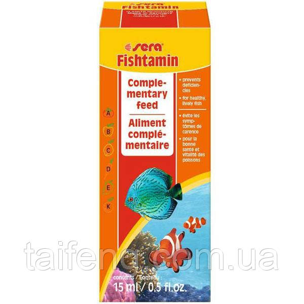 Витаминная добавка для большей жизнестойкости рыб Sera Fishtamin 15 мл (4001942027106) - фото 1 - id-p2066663368