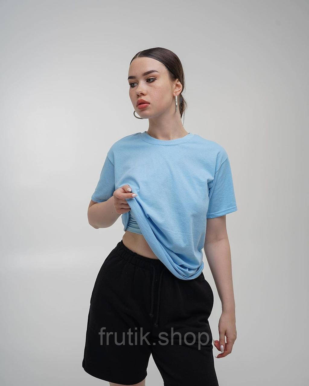 Небесно блакитна💙 футболка бавовняна oversize 33 кольори великого розміру Fruit of the loom Valuweight