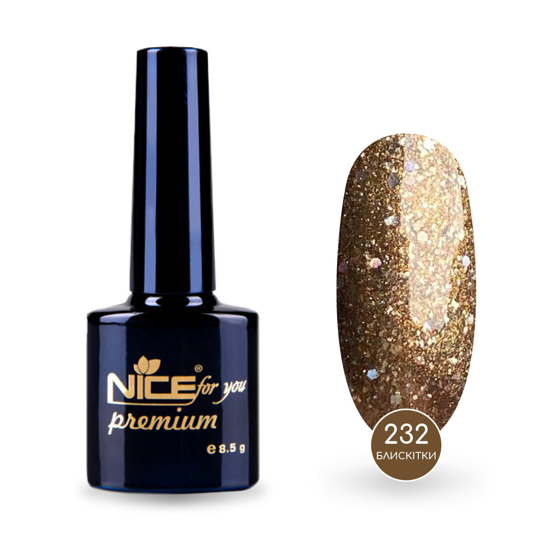 Гель-лак Nice for you Sparkles №232 Темне золото 8.5 г