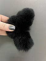 Шпилька-крабик для волосся з хутром, чорна