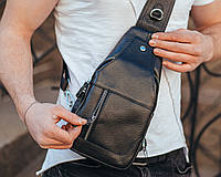Мужская кожаная сумка-рюкзак Keizer K118- black