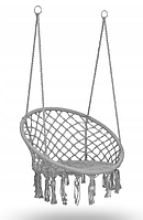 Садовая качеля гнездо плетеная подвесная BOHO Серая круглая для детей 80 см