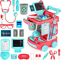 Детские игровой набор врача доктора для ребенка с тележкой и медицинскими приборами с эффектами