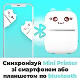 Дитячий міні принтер Mini Printer термопринтер дитячий Котик бірюзовий, фото 7