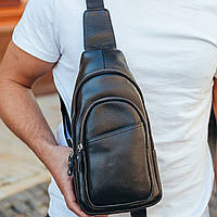 Мужской кожаный рюкзак-слинг на одно плечо TidinBag 7959-V черный